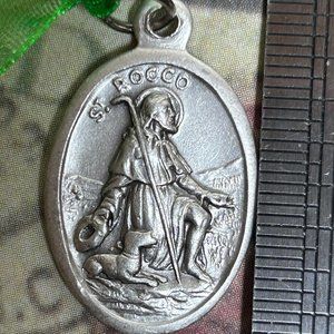 Vintage Old Silver Plate Saint Rocco Religious Medal Italy
